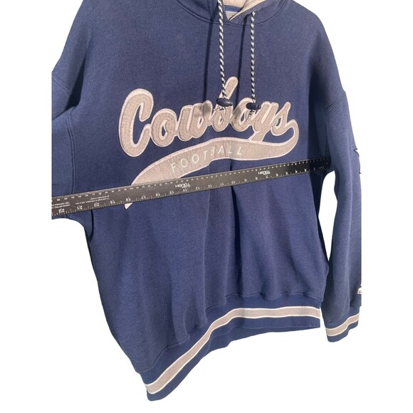Vintage Starter Dallas Cowboys Script‎ Hoodie Sweatshirt Pockets 90s Sz M - Picture 8 of 16